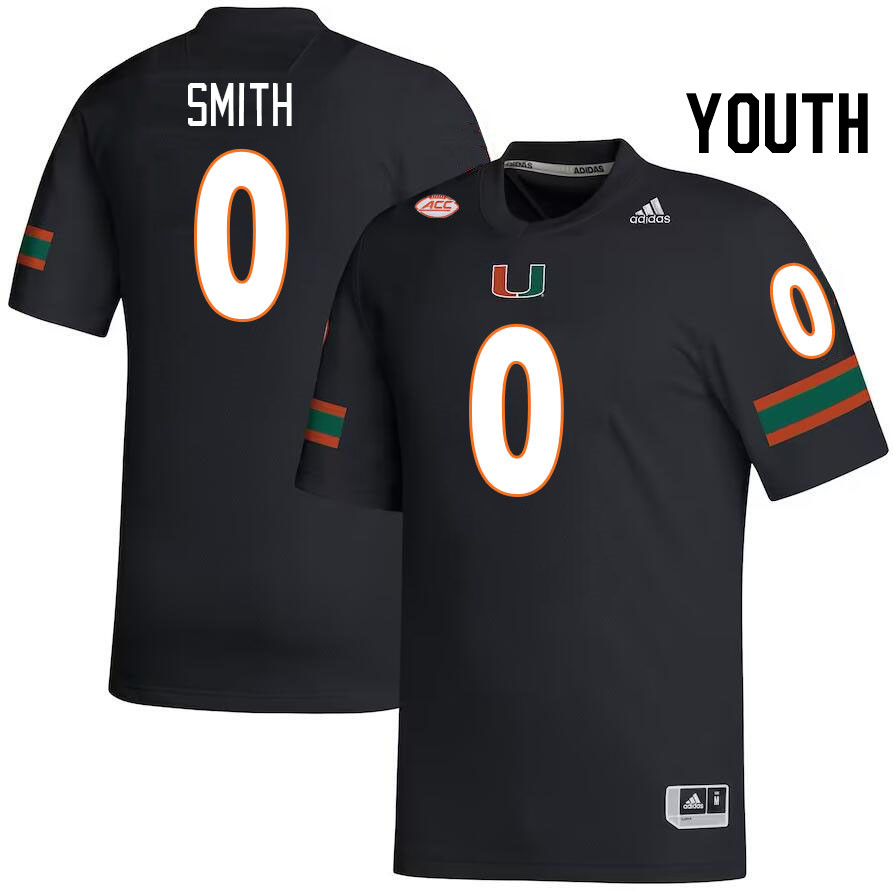 Youth #0 Brashard Smith Miami Hurricanes College Football Jerseys Stitched-Black - Click Image to Close
